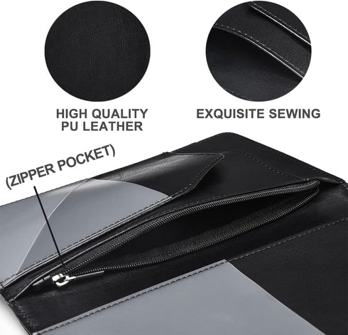 Black Server Books For Waitress/Waiter Book with Zipper Money Pocket,Cute Waitress Books Organizer Accessories Fit