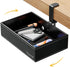 PU Leather Under Desk Drawer - 360° Rotating Clamp Organizer for Desk, Remote Control, and Pencil Storage
