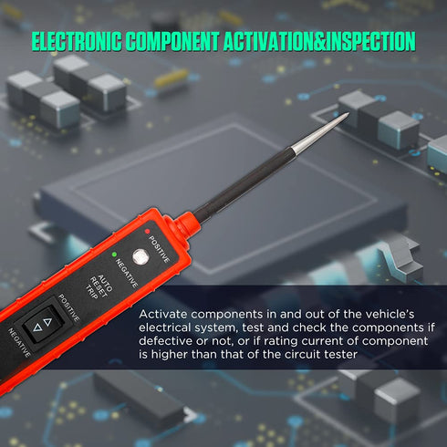 Power Circuit Probe Tester 6V-24V DC Test Light with LED Light, Long Test Lead, Overload Protection, Polarity Identify