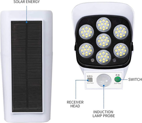 Outdoor Motion Sensor Solar Lights, 2000 Lumens 77 LEDs with Remote Controller, Waterproof Floodlights