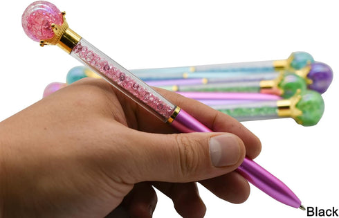Maydahui 24PCS Crystal Gem Ballpoint Pen, Retractable Colorful Pearl Quicksand, Black Ink for Students