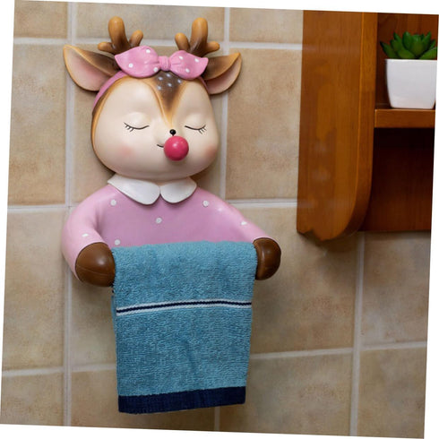 Generic Cartoon Deer Toilet Paper Holder Wall Mount Decorative Roll Paper Shelf Bathroom Tissue Storage Rack Cute