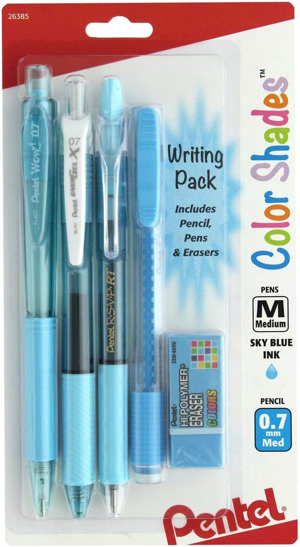Pentel Color Shades Writing Pack, Pastel Sky Blue (BLBKALZBPS)