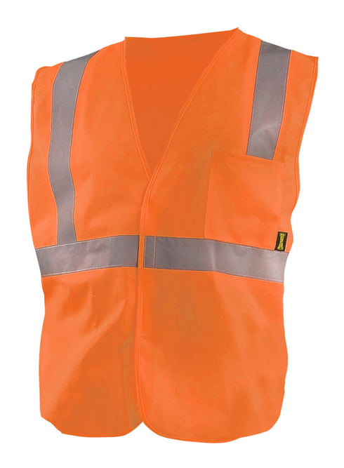 OccuNomix ECO-IS-O4X High Visibility Solid Safety Vest, Class 2, 100% ANSI Polyester Tricot, 4X-Large, Orange.