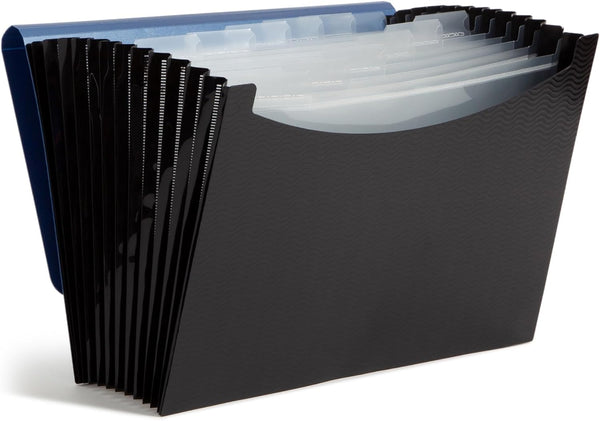 Smead Poly Frequency Expandable File Folders, Letter Size, 12 Pockets, Blue/Black (70863)