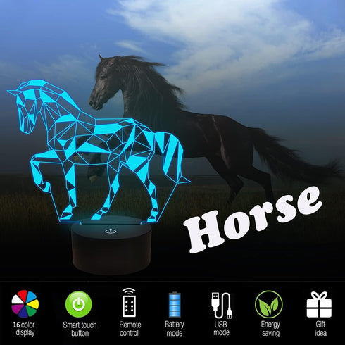 3D 16 FULLOSUN Night Lights for Kids Horse Illusion Night Light Bedside Lamp Colors Changing with Remote Control Best