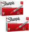 Sharpie 30002 Fine Point Permanent Marker, Red Color, Pack of 2 Boxes of 12, Marks on Paper and Plastic, Resist Fading