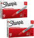 Sharpie 30002 Fine Point Permanent Marker, Red Color, Pack of 2 Boxes of 12, Marks on Paper and Plastic, Resist Fading