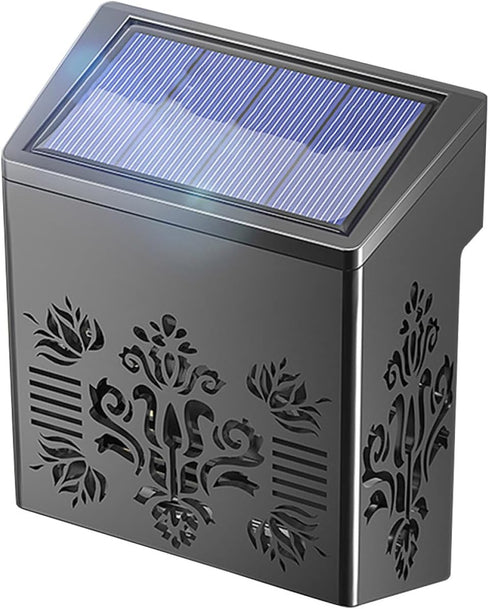 Solar Powered LED Fence Post Lights Outdoor Wall Lamp with Hollow Pattern