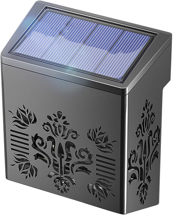 Solar Powered LED Fence Post Lights Outdoor Wall Lamp with Hollow Pattern