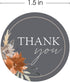 Indie Autumn Floral Thank You Labels - 250 Fall Flower Stickers, 1.5" Round Stickers with 3 Beautiful Designs