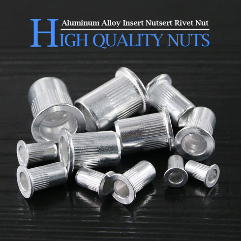 Glarks 210Pcs Aluminum Alloy Rivetnut Insert Nutsert Assortment Kit - M3 M4 M5 M6 M8 M10 Flat Head