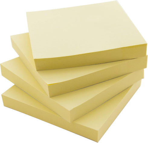 BAZIC Sticky Notes, 3x3 Canary Yellow Post Stickies, Colorful Adhesive Memo Pads, Recyclable (100 Sheets/Pack), 2-Packs.