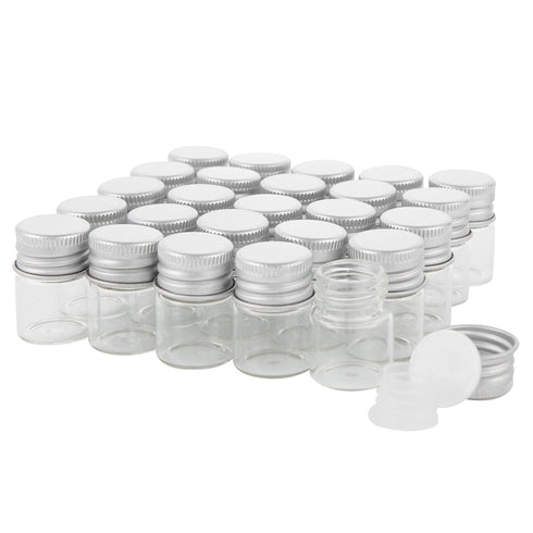 5ml Glass Vials with Screw Caps and Plastic Stoppers, Leak-Proof Sample Vial, 25PCS