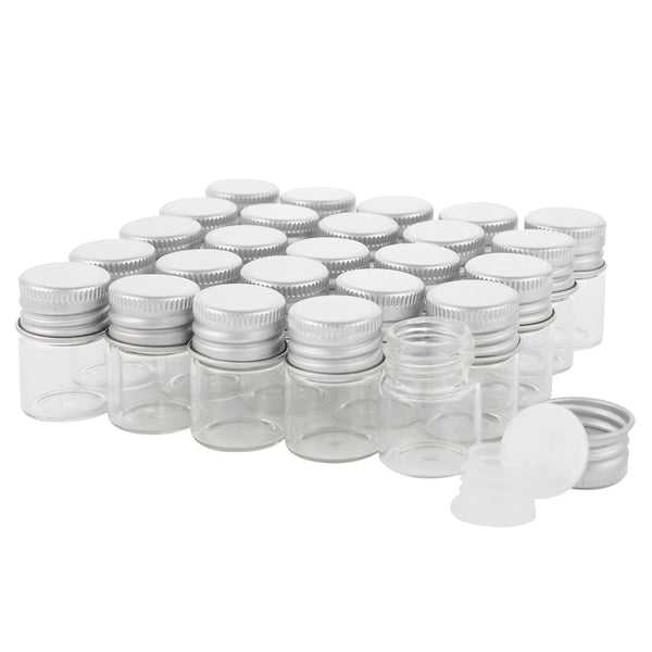 5ml Glass Vials with Screw Caps and Plastic Stoppers, Leak-Proof Sample Vial, 25PCS