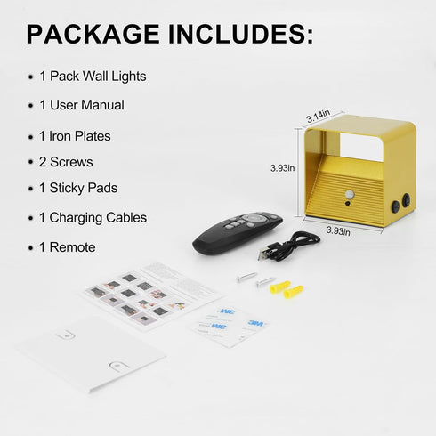 HEIKESZ 4000mAh, Remote,3 Rechargeable Wireless Wall Light, Motion Sensor Indoor Lights, Battery Powered LED Up Down