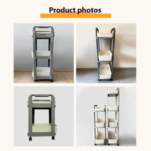Generic Household Swivel Caster Cart for Storage of Bags, Books, and Miscellaneous Items (Whiter, Second Layer)
