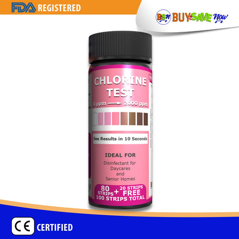 Industrial Active Chlorine Bleach Test Strips, 0-2000 Ppm Range for Sanitizer Disinfectants and Sanitizing Solutions