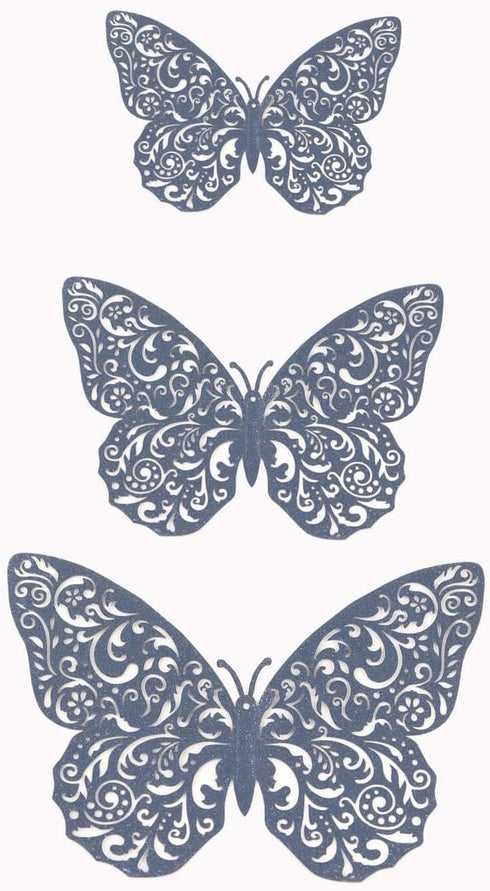 12PCS 3D Efavormart Navy Blue Butterfly Wall Decals - Sparkling Glitter & Diamond Mural Stickers - DIY Removable Art