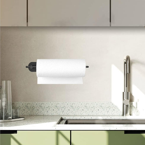 Paper Towel Holder Under Kitchen Cabinet, Self Adhesive or Drilling Paper Towel Holder Stick on Wall for Kitchen