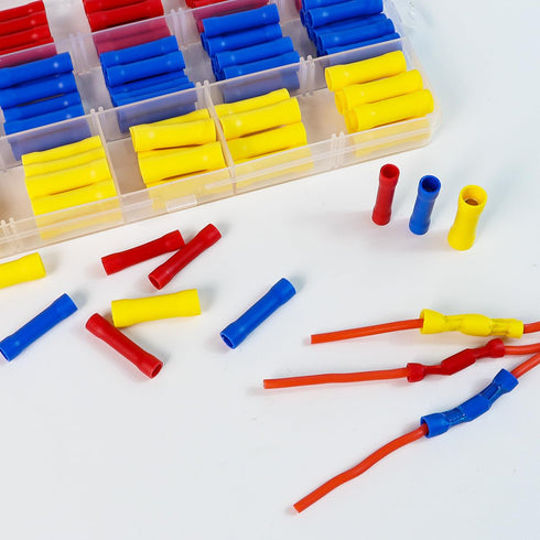 Butt Splice Crimp Connectors Kit, 120Pcs Assorted Insulated Electrical Connectors with Storage Box