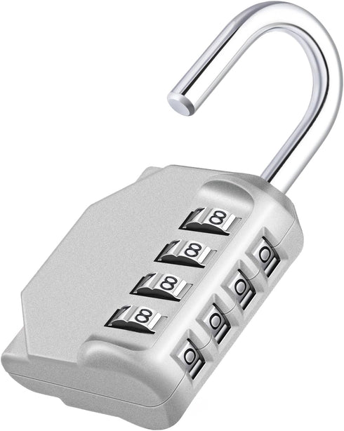 ZHEGE Combination Lock Outdoor, 4 Digit Re-settable Padlock for Gym, School, Fence, Employee Locker (Silver)