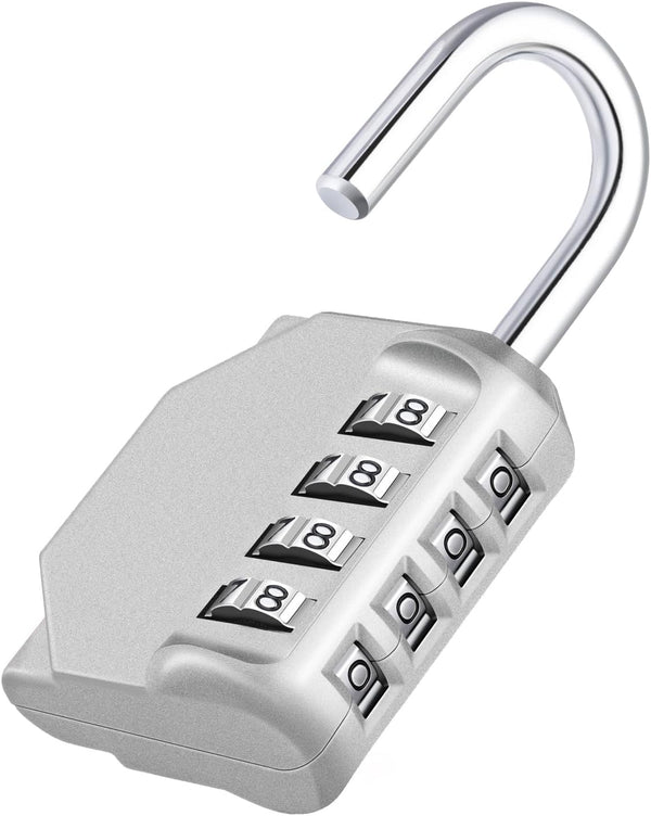 ZHEGE Combination Lock Outdoor, 4 Digit Re-settable Padlock for Gym, School, Fence, Employee Locker (Silver)
