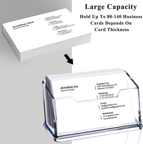 Clear Acrylic Business Card Holder, Desk Name Card Organizer Fits 50 Business Cards