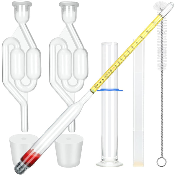 Hydrometer Alcohol Meter Test Kit with 1 Glass Cylinder, 1 Brush, 2 Airlock, Digital Hydrometer Alcohol 0-200 Proof