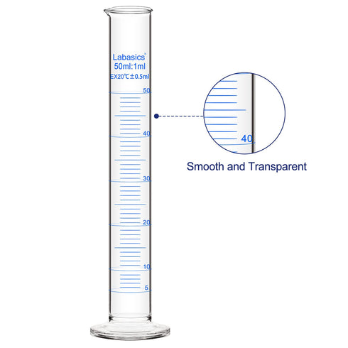 2-Pack 50 ml Borosilicate Glass Graduated Measuring Cylinder