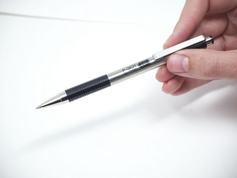 Zebra Pen F-301 Retractable Ballpoint Pen, Fine Point, Black Ink, Stainless Steel Barrel, Plus Yellow Mildliner