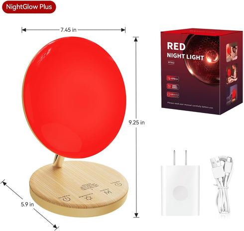 670nm Timer/Dimmer, Red Therapy Night Light for Sleep Aid, Baby Nursery & Bedrooms - Bedside Lamp with Amber Light