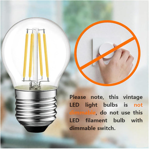 Achbeah Non-Dimmable 60W g16.5 Bulb E26 2700K 6W 60 Bulb G50 Bulb Edison - Equal Watt Warm White Light Globe for Front