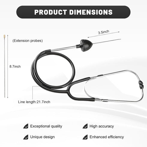 VCYOPN Car Mechanic Stethoscope, Auto Cylinder Noise Diagnostic Tool with Extended Probe, Professional Engine Sensitive