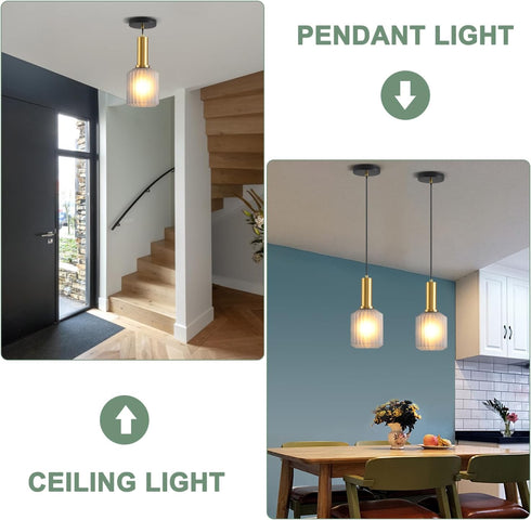 AOJUNSANSAN 2 Pack Mid Century Smoke Gray Glass Pendant Light Fixture Brushed Gold Pendant Lights Kitchen Island Modern