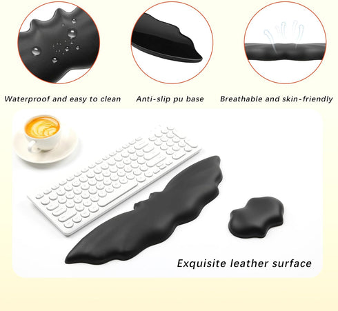 Keyboard Wrist Rest - Soft Leather Halloween Bat Wrist Pad for Mouse Wrist Rest with Non-Slip Base, Wrist Pad
