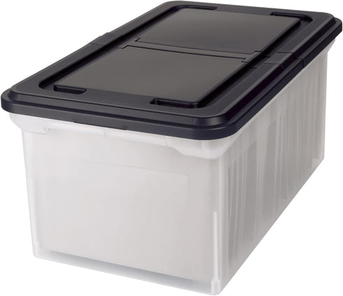 Office Depot Stackable File Tote Box, Black/Clear, Letter Size, 14 1/4in. x 23 3/8in. x 10 7/8in.