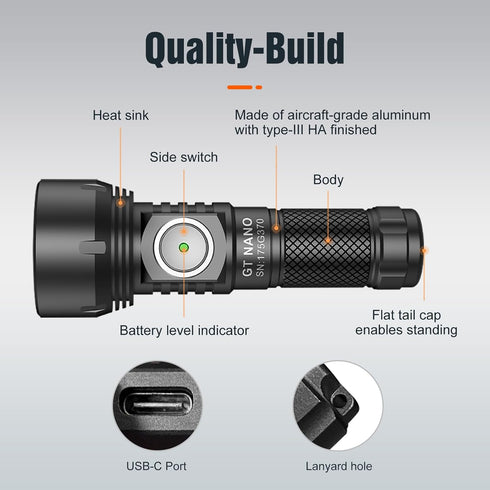 450 300 10180 LUMINTOP GT Nano Keychain Flashlight Lumens Mini Flashlight Meters Beam Distance Single Li-ion Battery