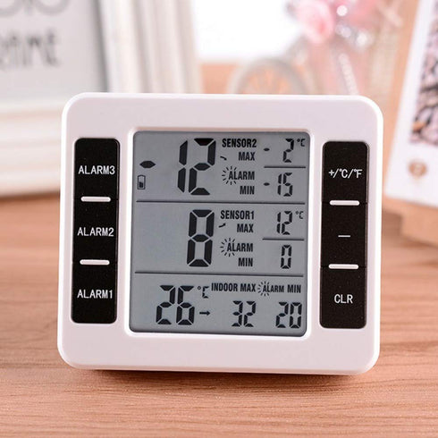iBetterLife Digital Refrigerator Thermometer - Wireless Indoor Outdoor Temperature Monitor with 2 Sensors, Big LCD