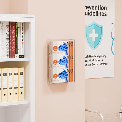Yieach Acrylic Glove Box Holder Wall Mount With Adhesive,No Drilling Disposable Medical Rubber Glove Holder on Wall