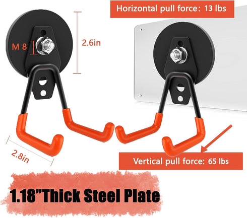 Heavy Duty Large Magnetic Hooks, 4 Pack Strong Magnet Hooks for Garden Tools, Workshop, Anti-Scratch Holder
