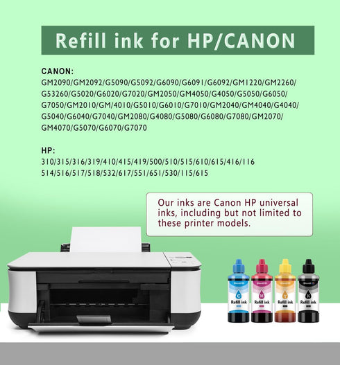 Universal Ink Refills Kits for HP Canon EPSON Brother, Refillable Ink Cartridge CIS CISS System, etc.