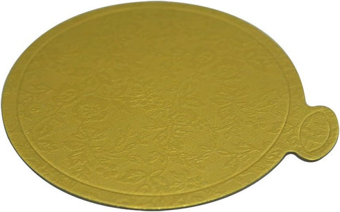 3-1/2" (9 cm) Round Mini Single Portion Cake Board, Cardboard Cake Base (Gold), 100 pcs
