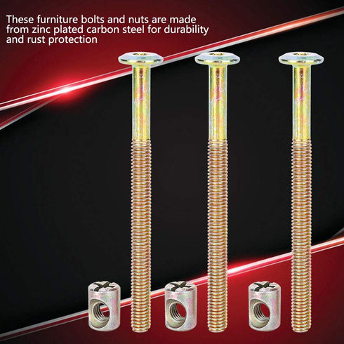 Estink 10pcs M6 Furniture Screws and Barrel Nuts, Hex Socket Head Bolts, Fastener Kit for Crib, Bed, Cot and Wood