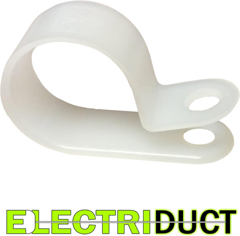 Electriduct 1/4" Heavy Duty Nylon Cable Clamps Mounting Wire Clips - 50pcs, White