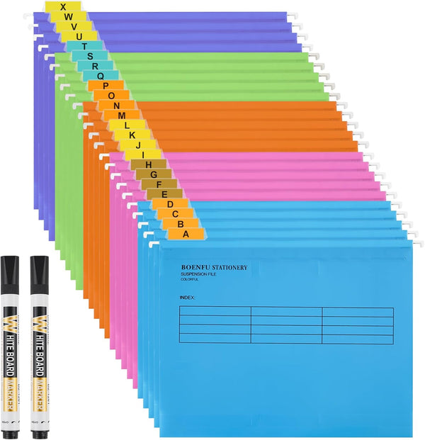 BOENFU Hanging File Folder with Tab, 24 Pack File Folder for School Home Work Office Organization, Letter Size
