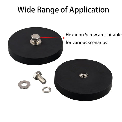 MUTUACTOR 62LB Anti-Scratch Neodymium Rubber Coated Magnet with M6 Female Thread, Strong Mounting Magnet for Tools