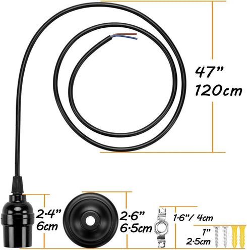 12 Packs 4ft E26 Bulb ACBungji Pendant Light Kit Cord, Hanging Light Socket Lamp Holder with Adjustable Lantern Wire