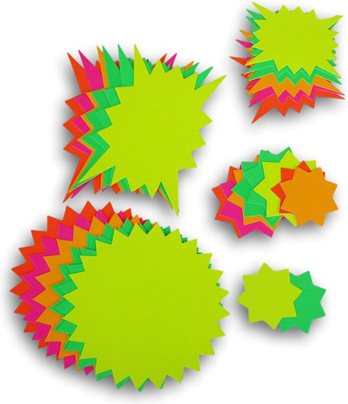 JOT Neon Starbursts Cutouts Bulletin Board Accent Shapes Classroom Decor Yellow Green Pink 30 Count