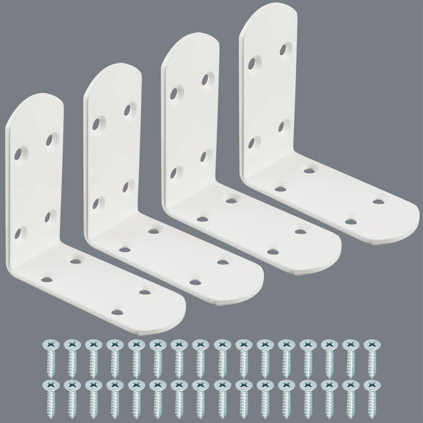 Alise 4Pcs Shelf Brackets White, Stainless Steel Floating Shelf Brackets Corner Brackets,